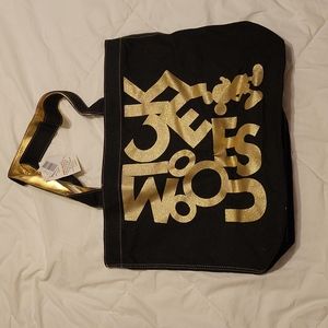 Brand New Disney Park's Mickey Mouse Black and Gold Glitter Medium Tote